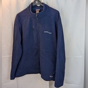 Patagonia Jacket Mens XL Blue Soft Fleece Full Zip Long Sleeve Synchilla Branded
